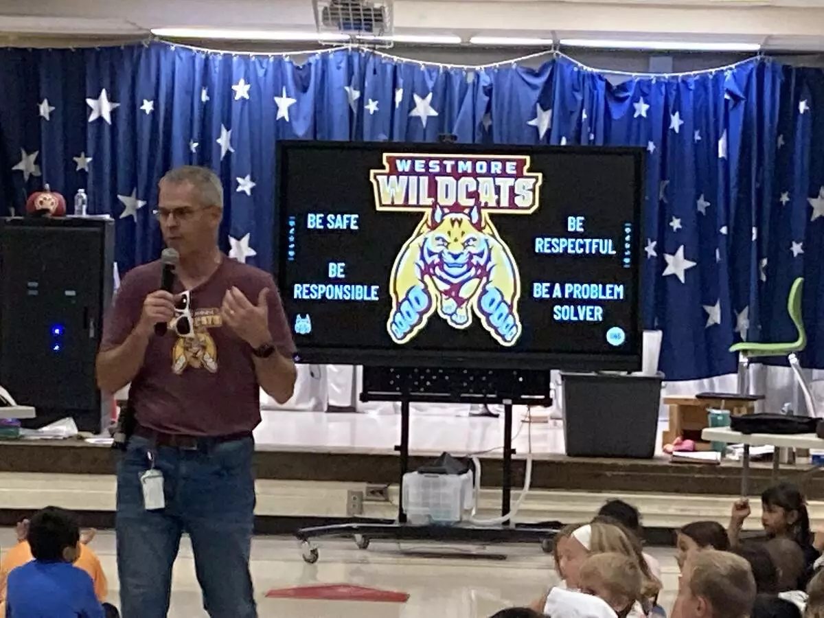 Mr. Dart reviewing our school expectations.